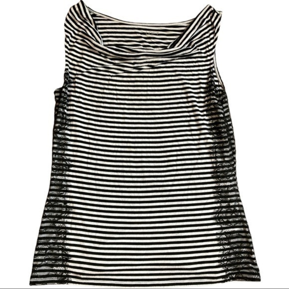 Ann Taylor Loft Black & white top soft worn lace